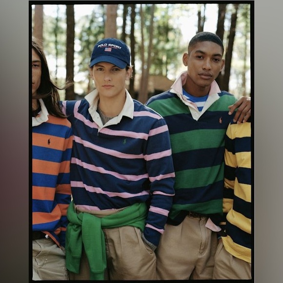 SOLD VTG Polo Ralph Lauren Big Crest Jockey RL Colorblock Rugby Long Sleeve XL - Picture 10 of 12